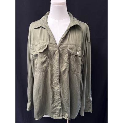 Women’s dip Olive Green Button up Sz L-image