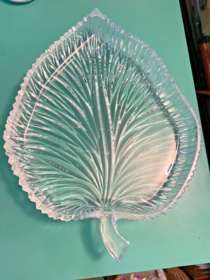 Studio Nova Summer Leaf Clear Crystal Shaped Hostess Server Tray Dish-image