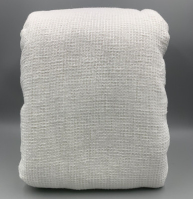 Pottery Barn European Flax Linen Waffle Duvet Cover White King Cal King #8724B-image