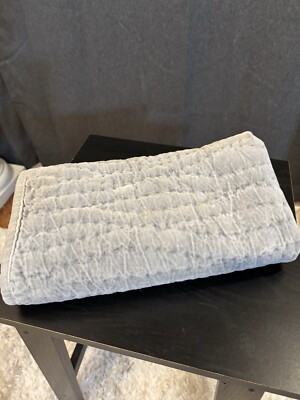 New Pottery Barn Washed Velvet Handcrafted Euro Sham, Shadow Blue -image