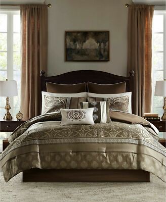Madison Park Essentials Zara 16PC Jacquard Complete Bedding Set W/ 2 Sheet Sets-image