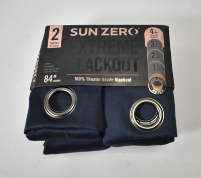 Sun Zero Extreme Blackout Curtain Panels 2 Pack Theater Grade Navy Blue 40