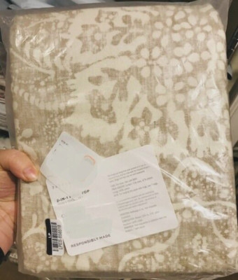 Pottery Barn Bernyce Drapes Set 2 Flax 50x 96 Indian Palampore Pair New More++🦩-image