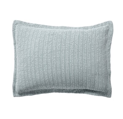 Pottery Barn Honeycomb Cotton Standard 1 Sham / Pillow Cover Light Chambray  NWT-image