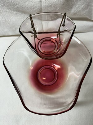 Vintage 3-pc Chip & Dip Large Bowl 5-1/2” Small Bowl 2-1/2”-image