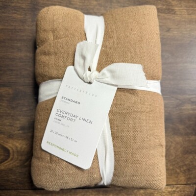 POTTERY BARN EVERYDAY LINEN COMFORT QUILTED PILLOW SHAM, STANDARD ~ BRONZE-image