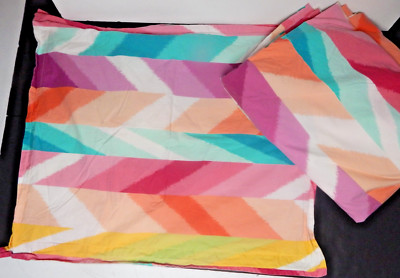 Pottery Barn Teen TWIN  Duvet Cover  & Sham Ikat Stripe Multi color-image