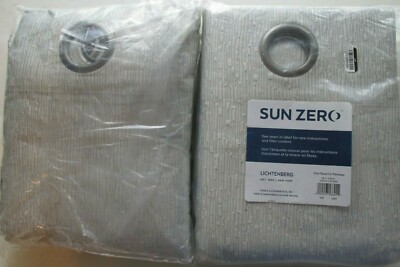 2 Sun Zero Cream Ruben Dimensional Thermal Blackout Grommet Curtain panels 52x84-image