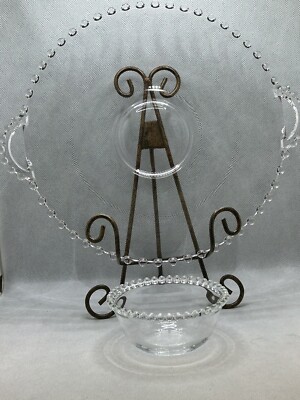 Large Imperial Glass Candlewick Round Serving Tray/Platter 13-1/2” Chip & Dip-image