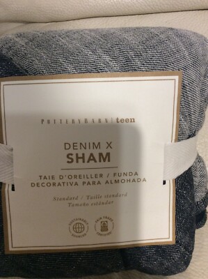 Pottery Barn Teen Denim X Standard Sham NWT Multi Blue-image