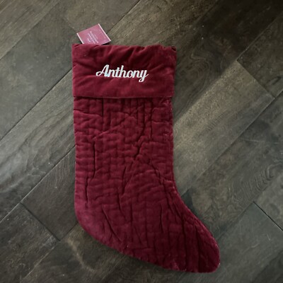 NWT Pottery Barn Channel Quilted Velvet Christmas Red Medium Stocking *Anthony-image