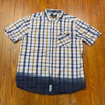 Gramicci Original Freedom Shirt Mens Size Large Button Up Cliff Plaid Dip Dye-image