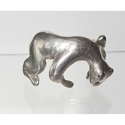 HAND WROUGHT 925 STERLING SILVER BIG CAT PANTHER  RING SIZE 5 SKY-image