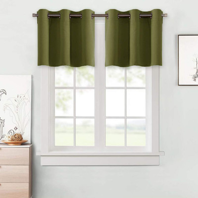 Window Blackout Valance for Kitchen, Grommet Window Treatment Thermal Insulat...-image