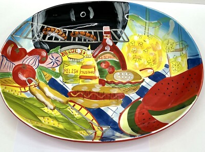 Large Gingham BBQ Chip & Dip Set Bar B Q Time by Matt Maguire 18