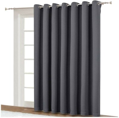 Patio Sliding Door Curtain, Wide Blackout Curtains, Gray - 100