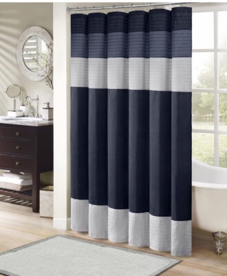 Madison Park Amherst Faux Silk Pieced Shower Curtain 72x72