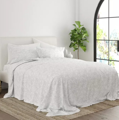 Ienjoy Chic Premium Ultra Soft Pattern 4-Pc. Sheet Set, Full Grey Coarse-image