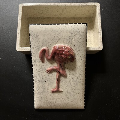 Kaylee Hollywood Ceramic Studio Square Container W/Flamingo Lid Signed By Artist-image
