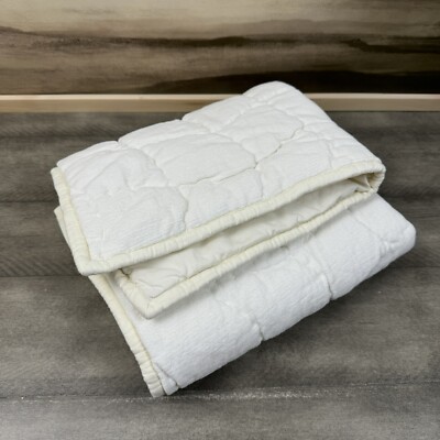 Pottery Barn Cozy Cloud Quilted Pillow Sham Standard Ivory Spot Read Washed-image