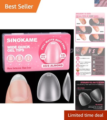 Clear Soft Gel Almond Press-On Nails - Pre-Buffed, 15 Inclusive Sizes Available-image