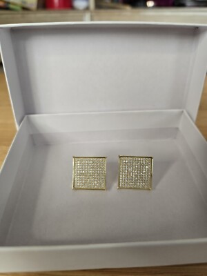 Earings 14k Gold Over .925 Silver With Moissanite Stones-image
