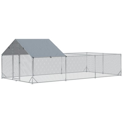 PawHut Large Metal Chicken Coop, Walk-in Chicken Runs for Yard W/ Cover-image
