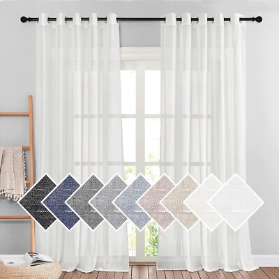 NICETOWN White Linen Curtains 96