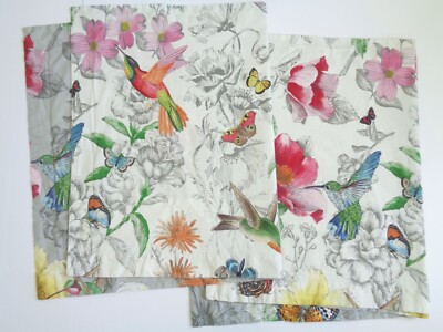 Pottery Barn Hummingbird King Shams Reversible Tres Grande Lit Colorful Birds-image