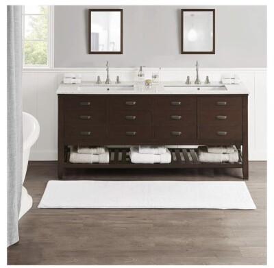 Madison Park Signature Splendor Cotton Tufted Reversible Bath Rug 24 X 72 White-image