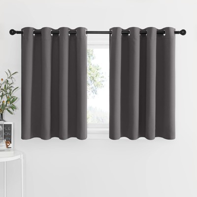 Blackout Kitchen Window Curtains - Thermal Insulated Blackout Grommet-Top Dra...-image