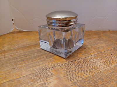  Pottery Barn Inkwell Votive Holder Glass Candle Holder Square  Cut Corners-image