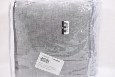Pottery Barn Flagstone/White Belgian Linen Contrast Flange Duvet King Cal King-image