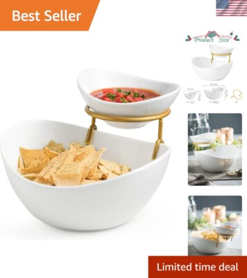 Functional Chip and Dip Set with Gold Stand - Ideal for Celebrations and Gifting-image