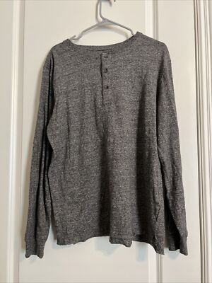  Dip Apparel Gray Crewneck Long Sleeve Buttoned Up Men's Size Large 100% Cotton -image