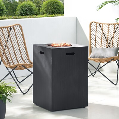 Jasmine Outdoor 30,000 BTU Square Fire Column, Brushed Black-image