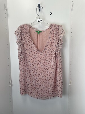 Dip Size L Light Pink Top With Flowers Flutter Sleeves Thin Light Weight-image
