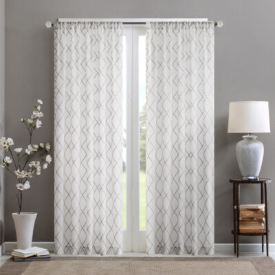 Madison Park Irina Diamond Sheer Window Curtain Panel 50x84 50x95-image