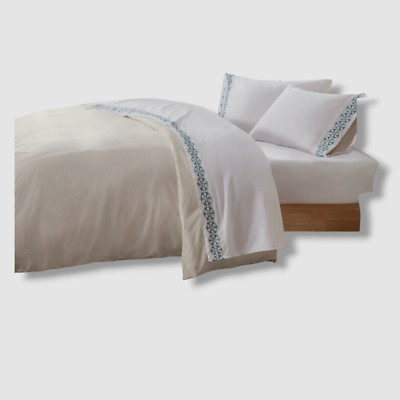 Madison Park White Full 4pc Embroidered Microfiber Sheet Set-image