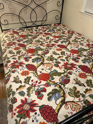 Pottery Barn Floral/Fruit Linen Blend Duvet Cover Button Closure Cottagecore-image