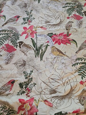 Pottery Barn Duvet Christmas Birds & Amaryllis Organic Cotton Full/Queen 91