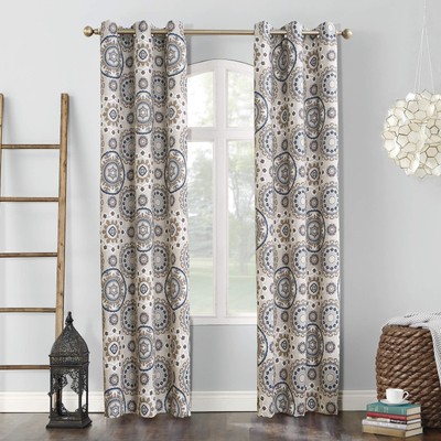 Nepal Global Medallion Print Blackout Grommet Curtain Panel, 40