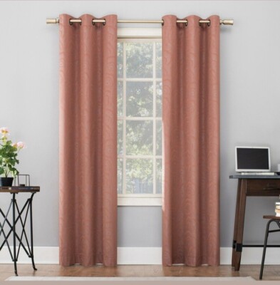 Sun Zero 2-Pack Patterned Blackout Grommet Curtain Panel Pair,  Terracotta -image