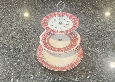 NEW Pottery Barn Tahoe Fair Isle 3-Tier Dessert Stand, Red/White, Christmas-image