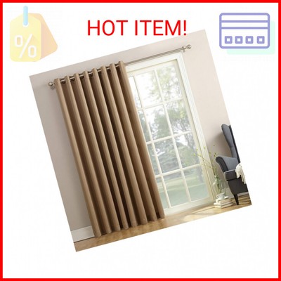 Sun Zero Barrow Energy Efficient Grommet Sliding Patio Door Curtain Panel, 100