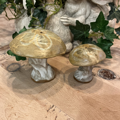 Studio Art Pottery Mushroom Salt & Pepper Shakers Ceramic Handmade-2”-3”-image