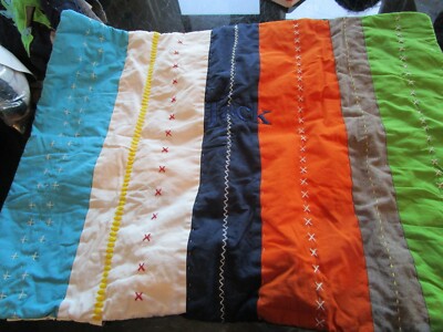 2 Pottery Barn Kids Bright Stripe Quilted shams standard mono Jack New wo tag-image