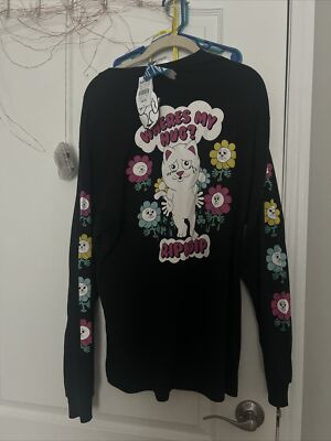 Rip N Dip Wheres My Hug Black Long Sleeve T-Shirt Large New Ladies Design Sleeve-image