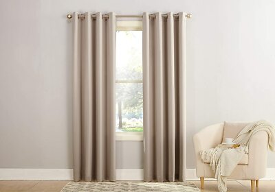 Sun Zero Easton Blackout Energy Efficient Grommet Curtain Panel 54X108 Stone New-image