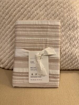 NEW POTTERY BARN Beckett Textured Striped King Sham (only) Khaki 36x20-image